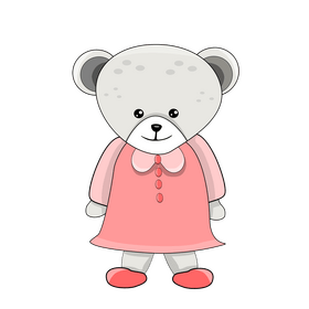 Teddy bear in pink dress clipart