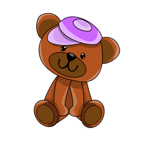 Teddy bear with purple cap clipart