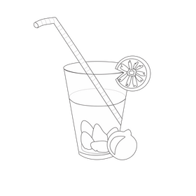 Lemon juice on a glass black and white clipart