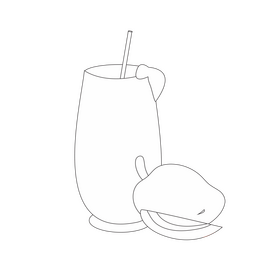 Fresh mango juice drawing black and white clipart