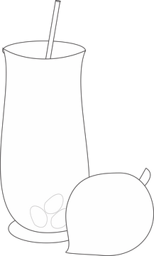 Peach juice cartoon black and white clipart