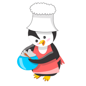 Cute penguin cooking clipart
