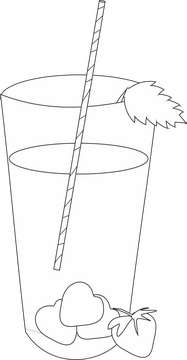 Fresh strawberry juice black and white clipart