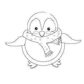 Penguin with carf black and white clipart