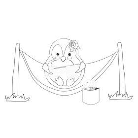 Free penguin knitting black and white clipart