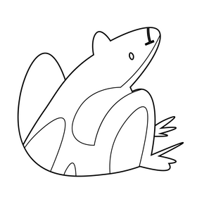 Frog sitting black and white clipart