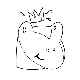 Happy frog cartoon black and white clipart