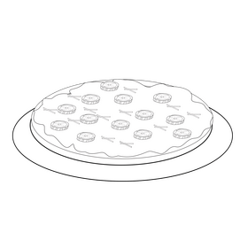 Cartoon banana pizza black and white clipart