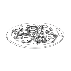 Free pizza with sausage and chili pepper black and white clipart