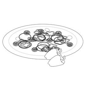 Pepper pizza black and white clipart