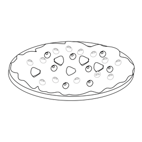 Fruit pizza black and white clipart