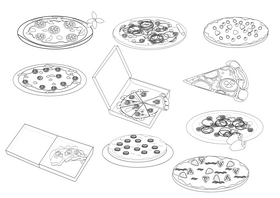 Free pizza black and white vector