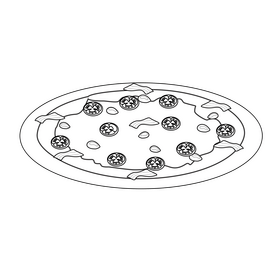Cheese and bacon pizza drawing black and white clipart