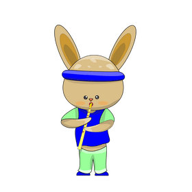 Rabbit playing flute cartoon clipart