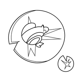 Frog on waterlily black and white clipart