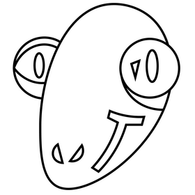 Cute gecko head black and white clipart