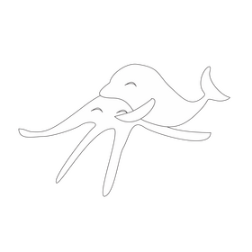 Dolphin sleeping drawing black and white clipart