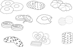 Chocolate and milk biscuits black and white vector