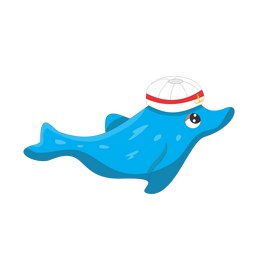 Dolphin going to work cartoon clipart