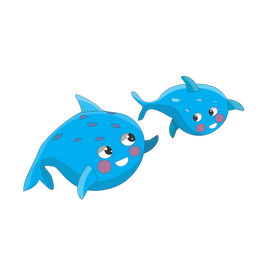 Free mom and baby dolphins clipart