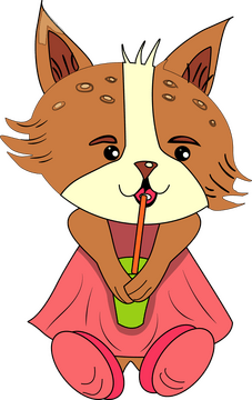 Fox drinking juice clipart