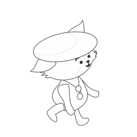 Cute fox going to the beach black and white clipart