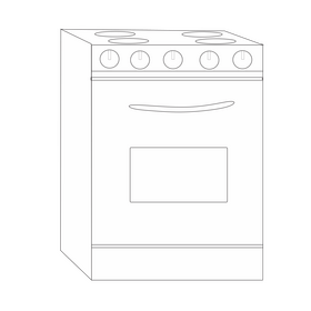 Gas cooker with oven drawing black and white clipart
