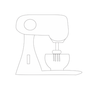Kitchen food mixer illustration black and white clipart