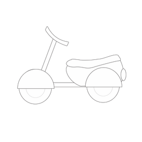 Scooter cartoon black and white clipart