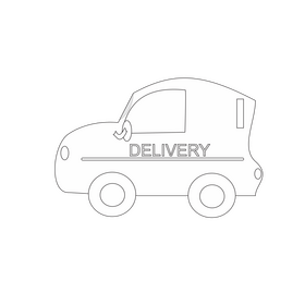 Free delivery car black and white clipart