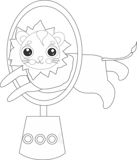 Free circus lion jumping black and white clipart
