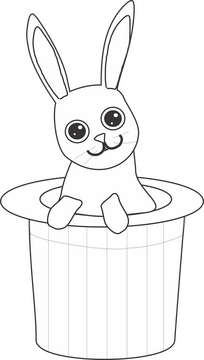 Circus rabbit illustration black and white clipart