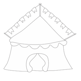 Circus tent drawing black and white clipart