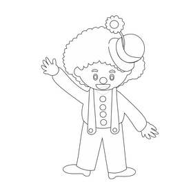 Cute clown illustration black and white clipart