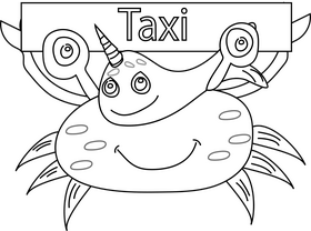 Narwhal taking a taxi black and white clipart
