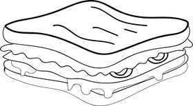 French sandwich drawing black and white clipart