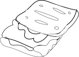 Sandwich with egg, cheese, lettuce black and white clipart