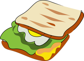 Sandwich with egg, cheese, lettuce clipart