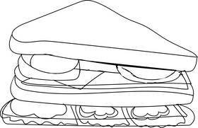 Multi layered sandwich drawing black and white clipart