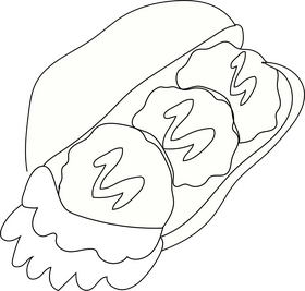 Meatball sandwich drawing black and white clipart