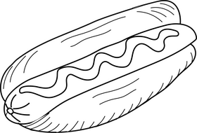 Hotdog illustration black and white clipart