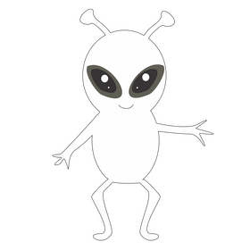 Alien with two eyes illustration black and white clipart