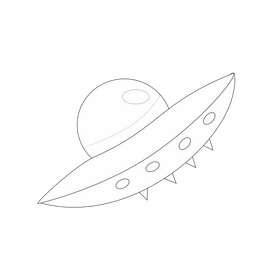 Spaceship flying black and white clipart