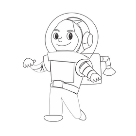 Cartoon astronaut black and white clipart