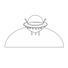 Spaceship landed illustration black and white clipart