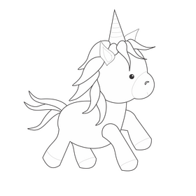 Free unicorn drawing black and white clipart