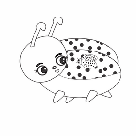 Mom and baby ladybug black and white clipart
