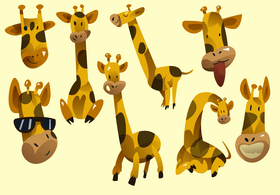 Giraffe cartoon set vector
