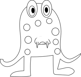 Surprised monster black and white clipart