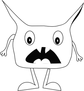 Scared monster illustration black and white clipart